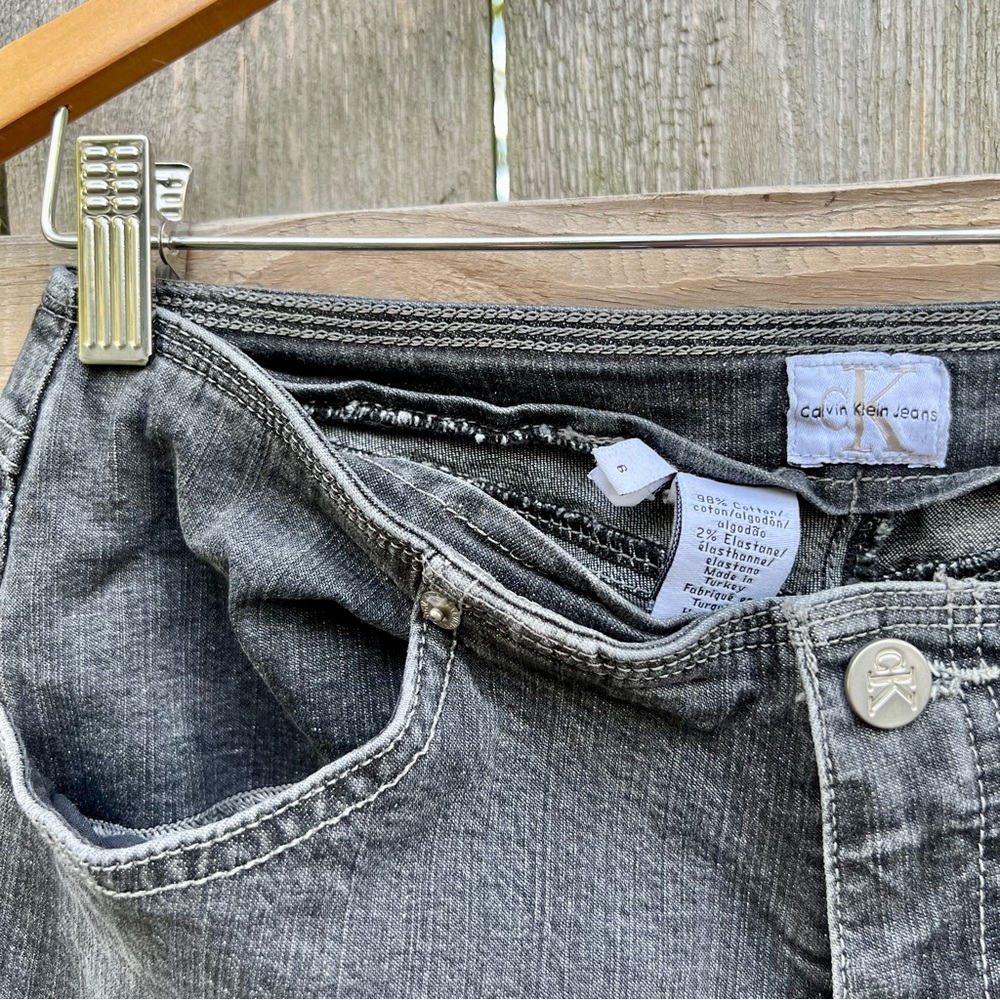 calvin klein y2k no waist straight leg gray jeans